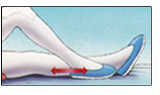 A post operative patient lying on a flat surface doing Bed Supported Knee Bends